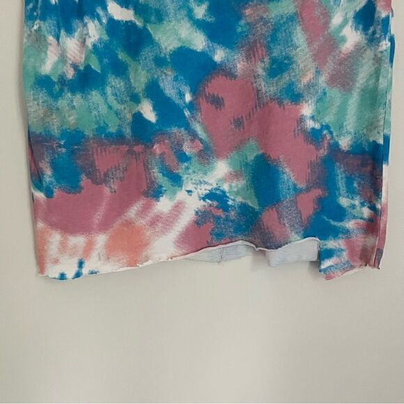 AC/DC Women’s V Neck Tie Dye Distressed Tank Top in Blue and Pink Size Small - Picture 5 of 6